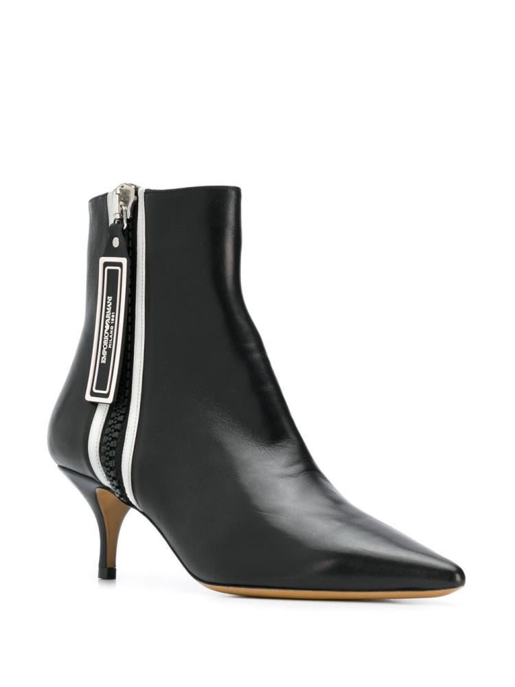 Black Women's Armani Emporio Leather Ankle Boots | 4MUUTFM