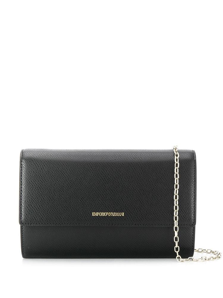 Black Women\'s Armani Emporio Logo Stamp Clutch Bag | 2Y9T1CY