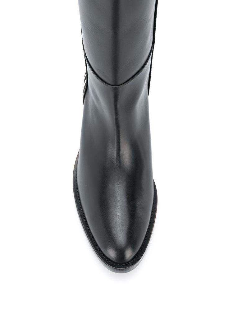 Black Women's Armani Emporio Logo Trim Boots | AYBL7FX