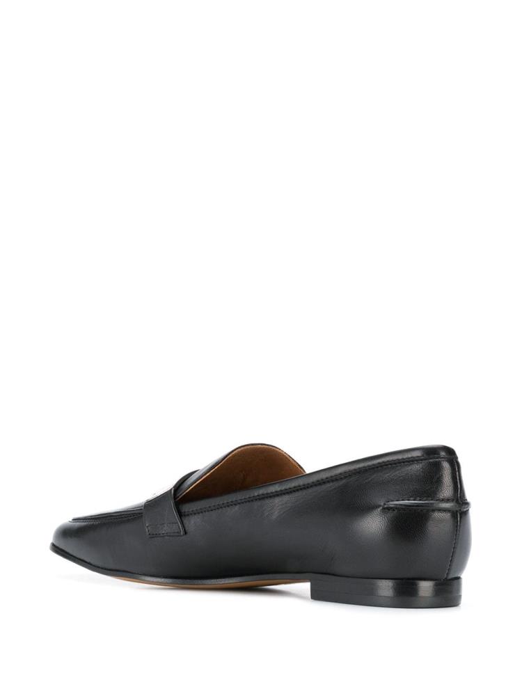 Black Women's Armani Emporio Logo Plaque Loafers | PCP0OEJ