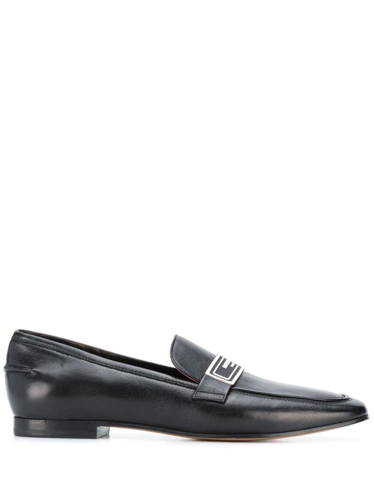 Black Women\'s Armani Emporio Logo Plaque Loafers | PCP0OEJ