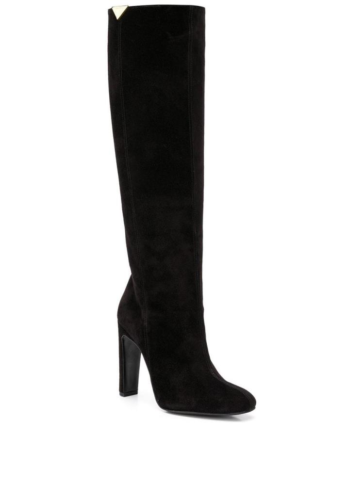 Black Women's Armani Emporio Logo Knee-high Boots Boots | R3XTAOA