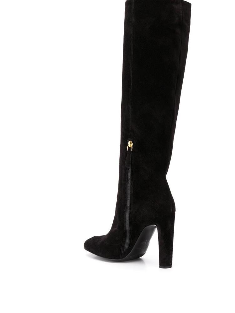 Black Women's Armani Emporio Logo Knee-high Boots Boots | R3XTAOA