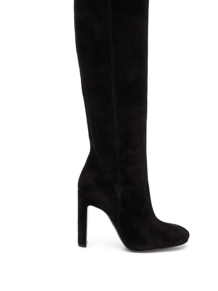 Black Women\'s Armani Emporio Logo Knee-high Boots Boots | R3XTAOA