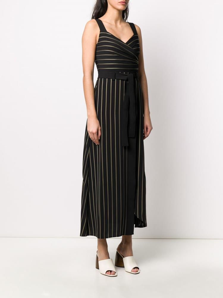 Black Women's Armani Emporio Pinstriped Print Dress | G02J4DU