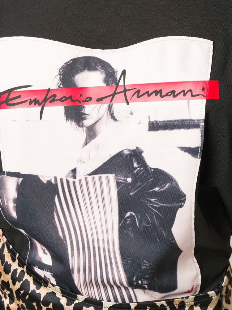 Black Women's Armani Emporio Printed T Shirts | QDA2OG4