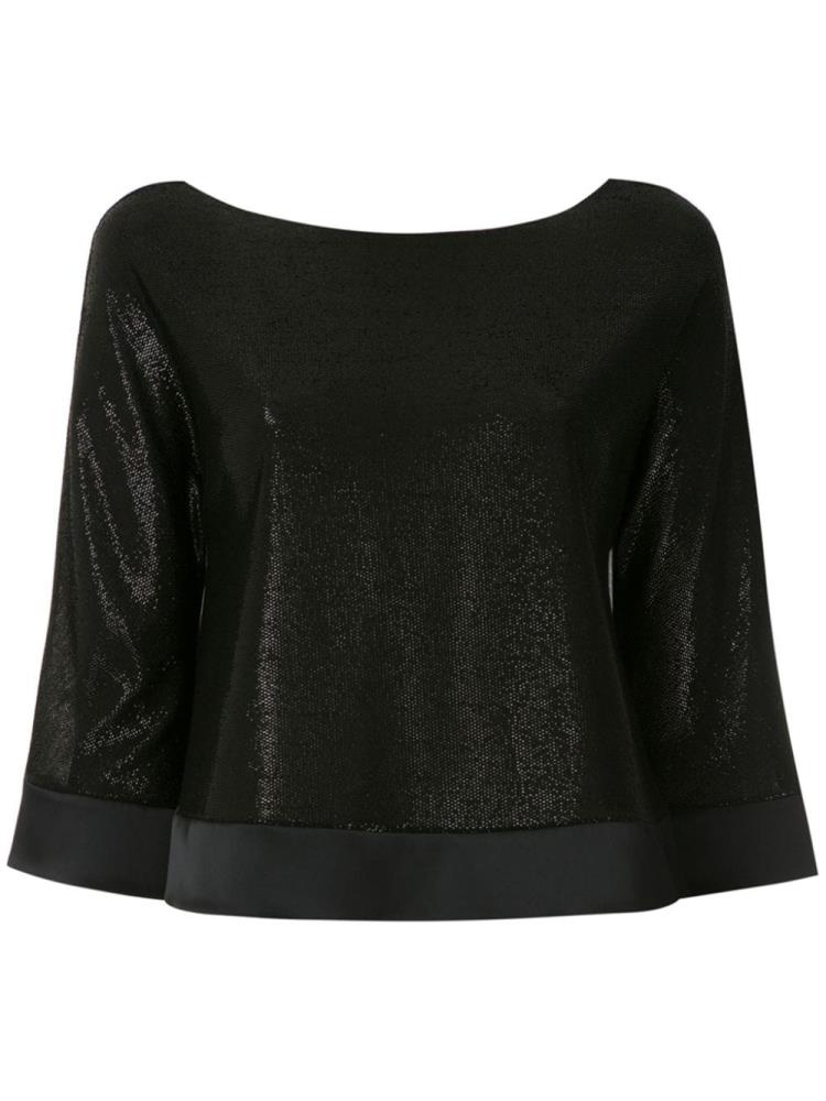 Black Women\'s Armani Emporio Shiny Boat Neck Blouse | SPZFCDG