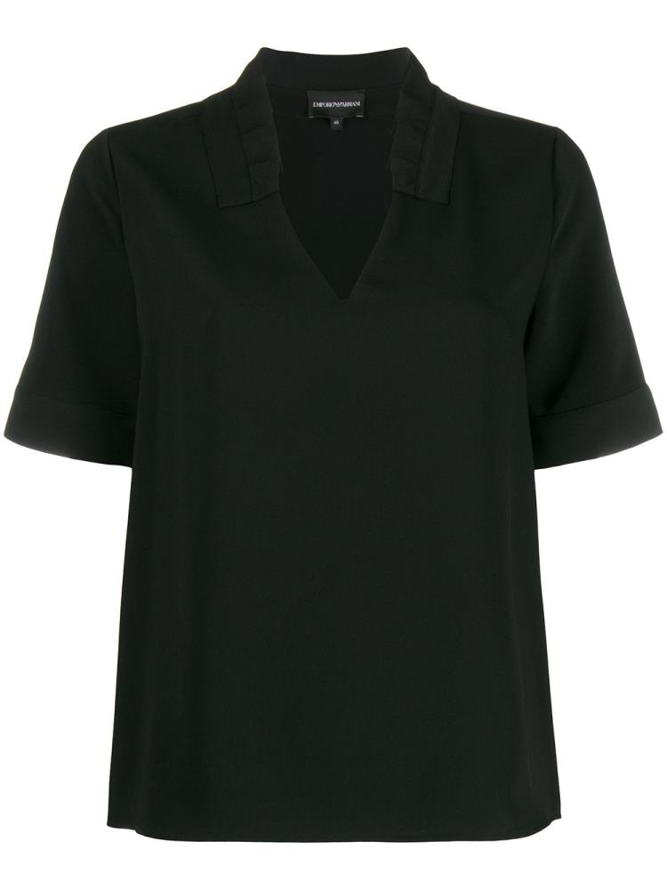 Black Women\'s Armani Emporio Short Sleeve Blouse | FHMN7GH