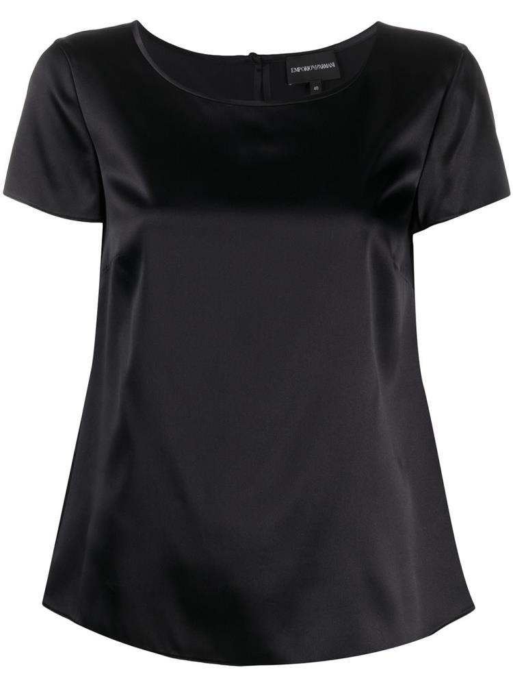 Black Women\'s Armani Emporio Short Sleeve Blouse | ZBQJ644