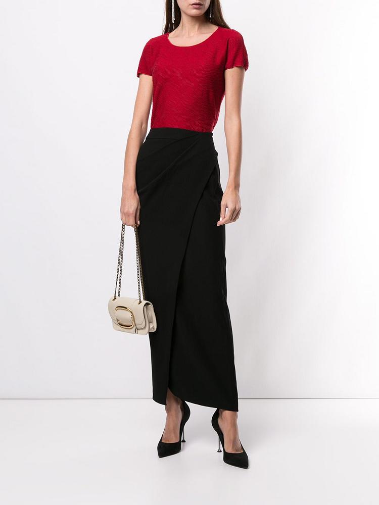 Black Women's Giorgio Armani Draped Pencil Midi Skirts | 2BGNCSU