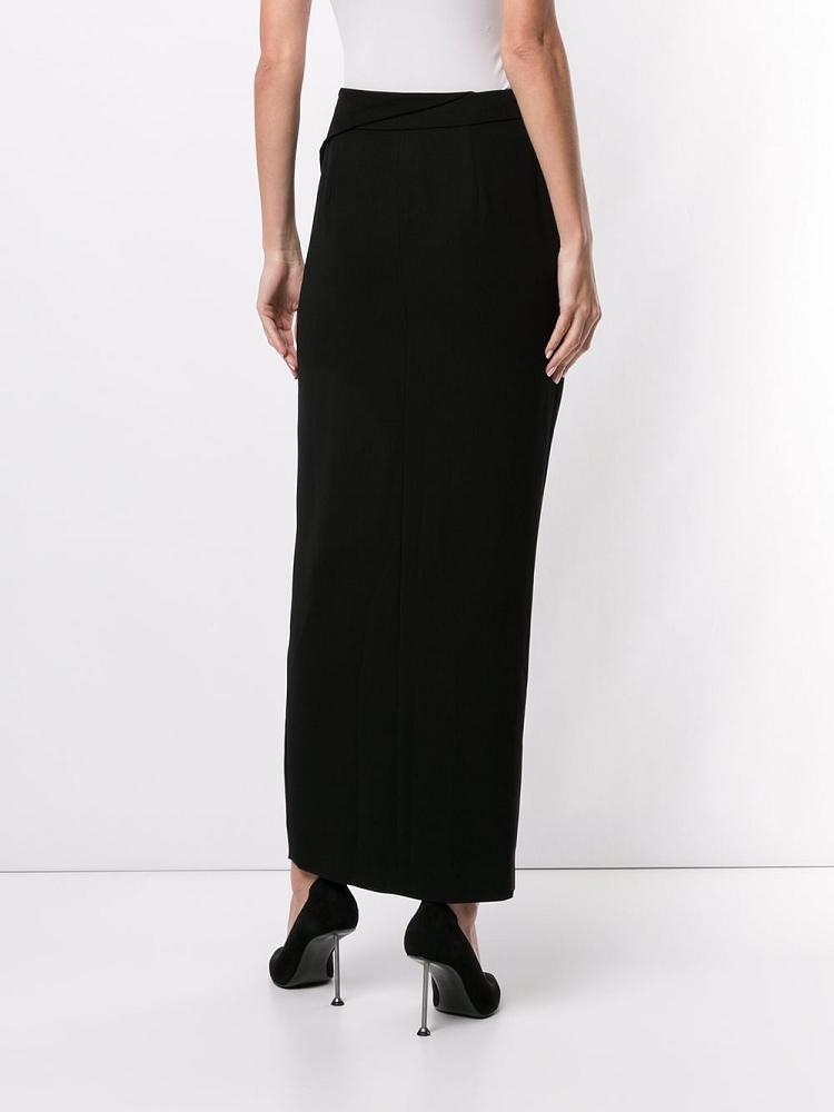 Black Women's Giorgio Armani Draped Pencil Midi Skirts | 2BGNCSU