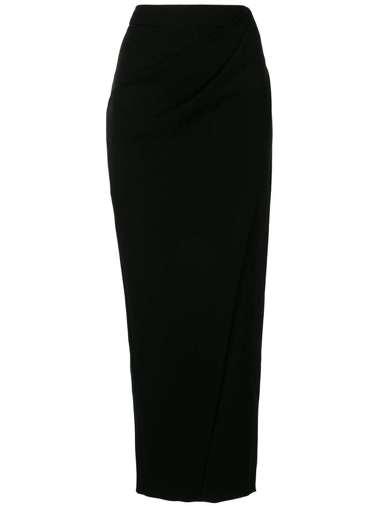 Black Women\'s Giorgio Armani Draped Pencil Midi Skirts | 2BGNCSU