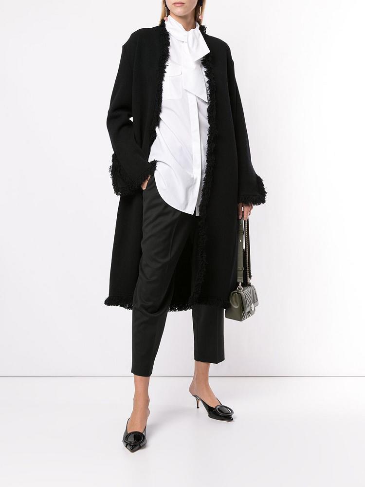 Black Women's Giorgio Armani Fringe Trimmed Coats | VMPLBUZ