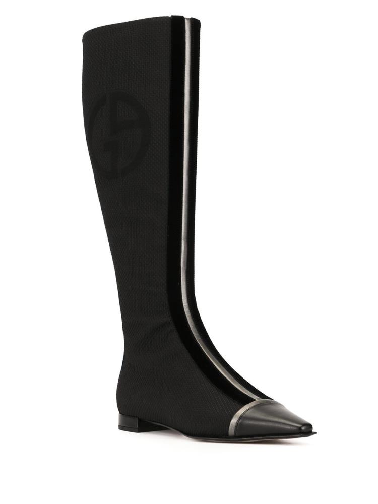 Black Women's Giorgio Armani Knee Length Boots | OBABJBW