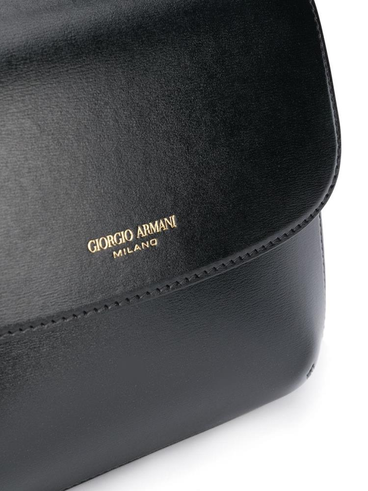 Black Women's Giorgio Armani Logo Stamp Shoulder Bags | XKUEJ59