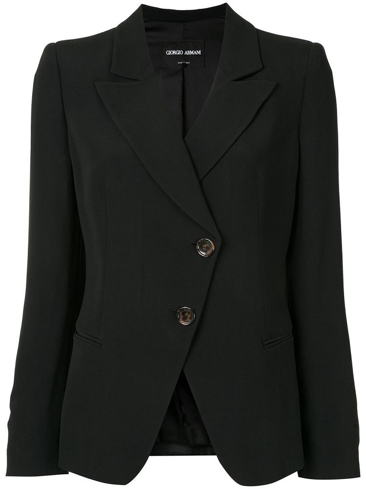 Black Women\'s Giorgio Armani Off Centre Button Jackets | 9TD598Y