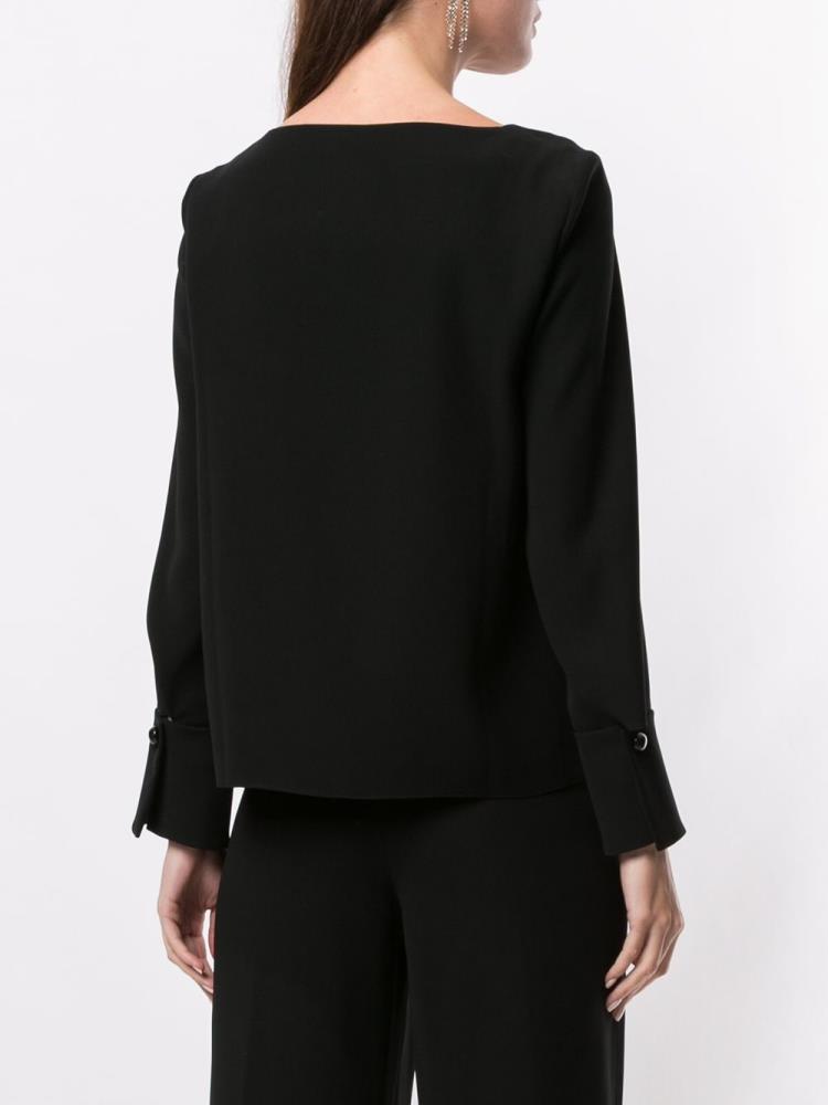 Black Women's Giorgio Armani Pleated Long Sleeve Blouse | BZEDEC3