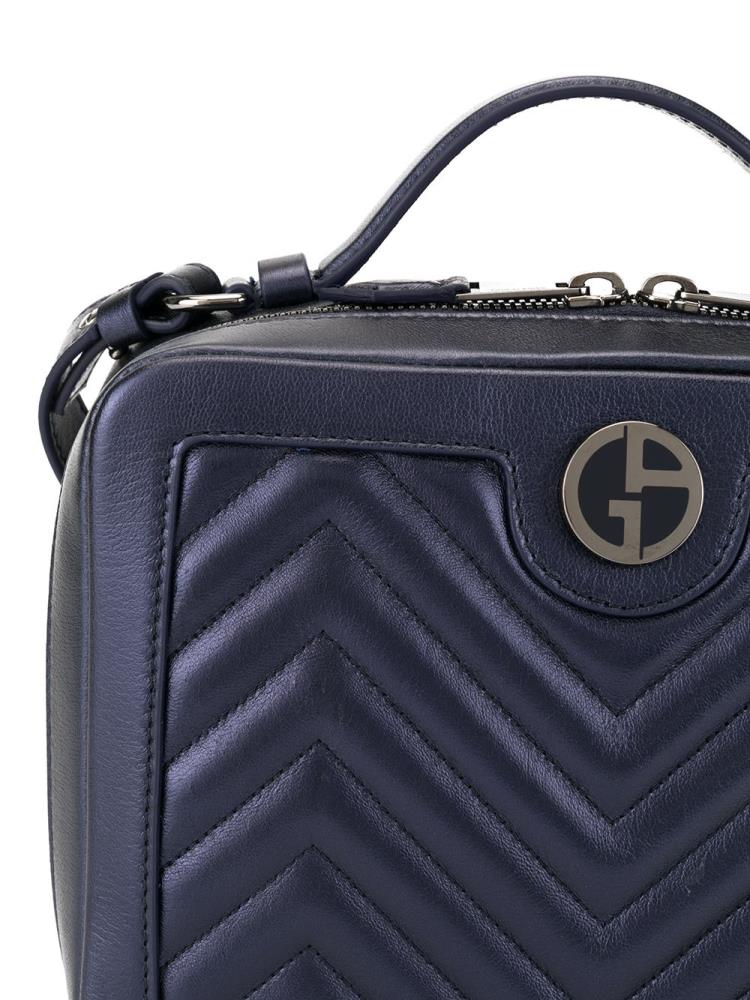 Black Women's Giorgio Armani Quilted Box Logo Clutch Bag | 6ZCBC3S