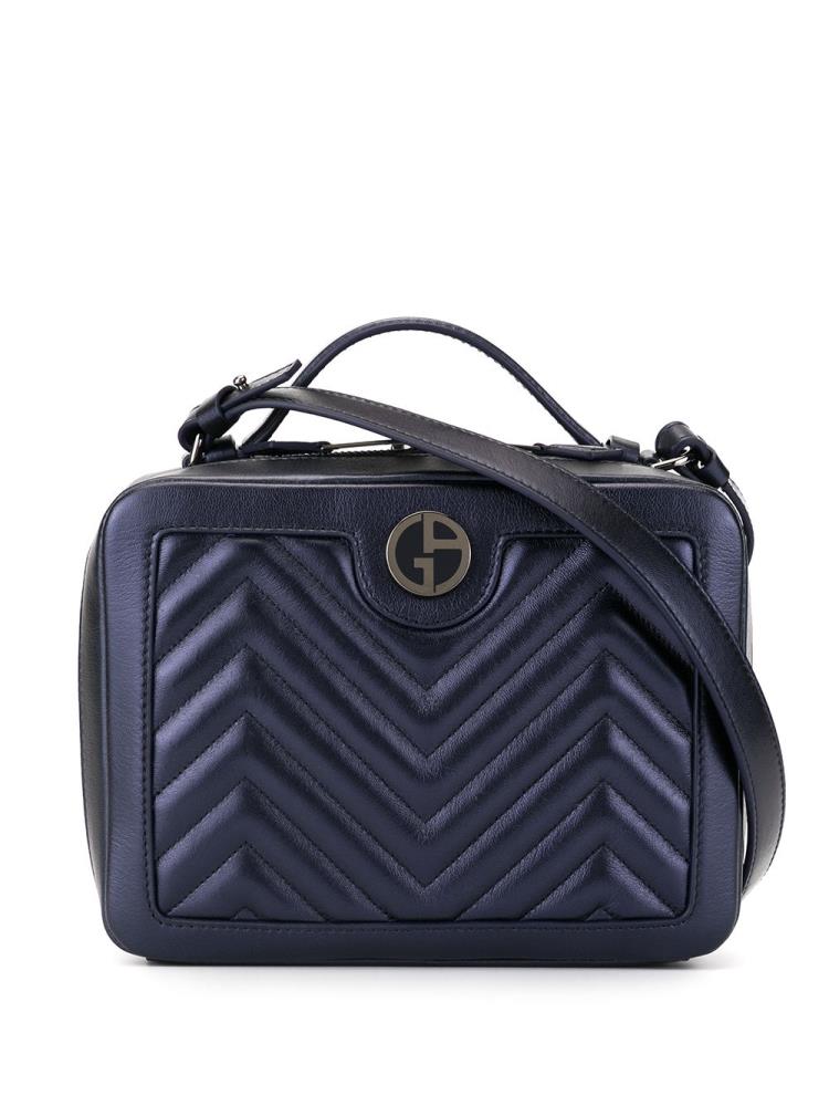 Black Women\'s Giorgio Armani Quilted Box Logo Clutch Bag | 6ZCBC3S