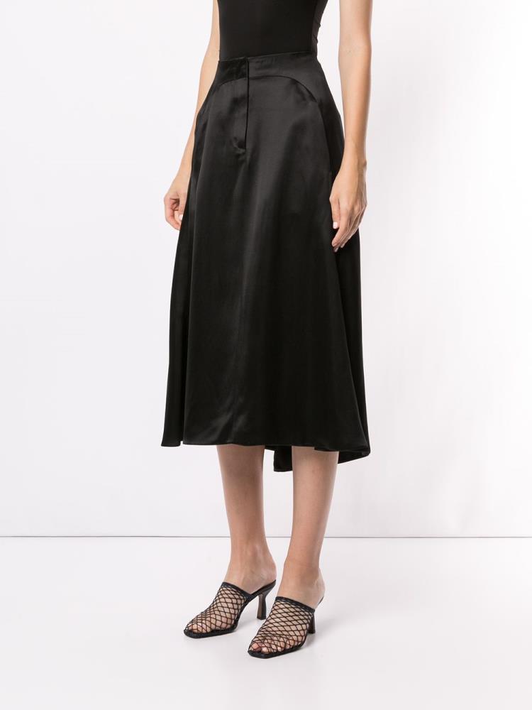 Black Women's Giorgio Armani Satin Midi Skirts | B2141KG