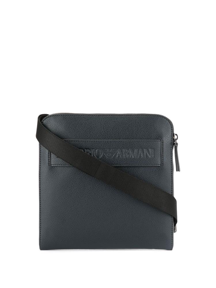 Blue / Black Men\'s Armani Emporio Logo Strap Messenger Bags | 5SEB59P