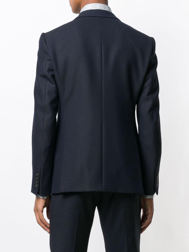 Blue / Black Men's Armani Emporio Waffle Knit Style Suit Jackets | ZSVWU07