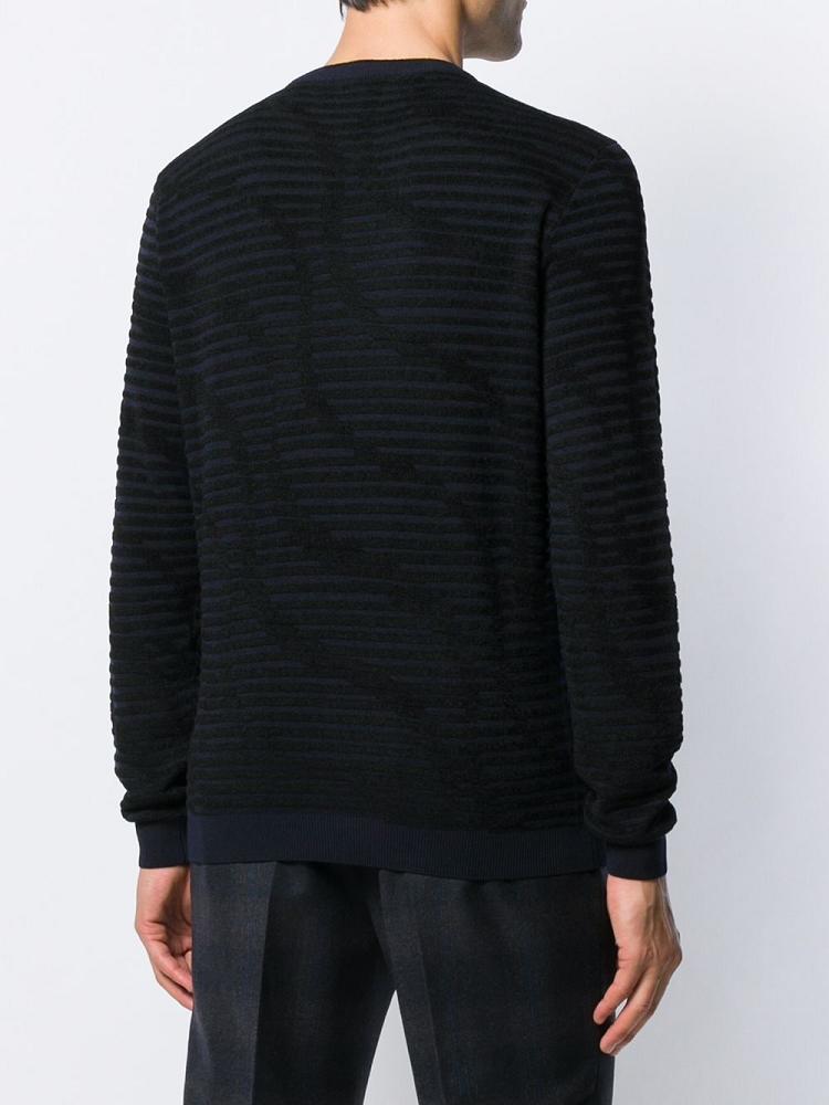 Blue / Black Men's Giorgio Armani Ribbed Jumpers | X1X6ZRQ