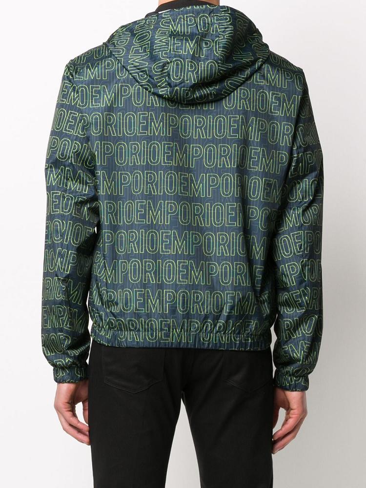 Blue / Green Men's Armani Emporio Logo Hooded Jackets | LPZYA4H