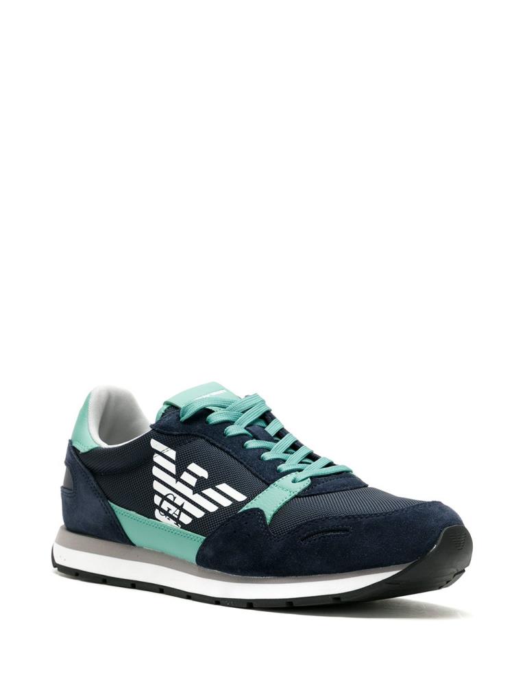 Blue / Green Men's Armani Emporio Side Logo Sneakers | QC3M2H0