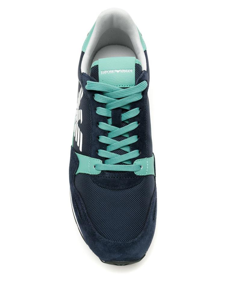 Blue / Green Men's Armani Emporio Side Logo Sneakers | QC3M2H0