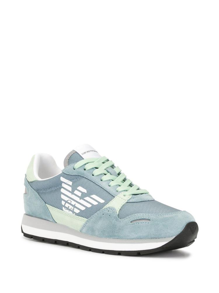 Blue / Green Women's Armani Emporio Low Top Logo Sneakers | DZ5POSZ