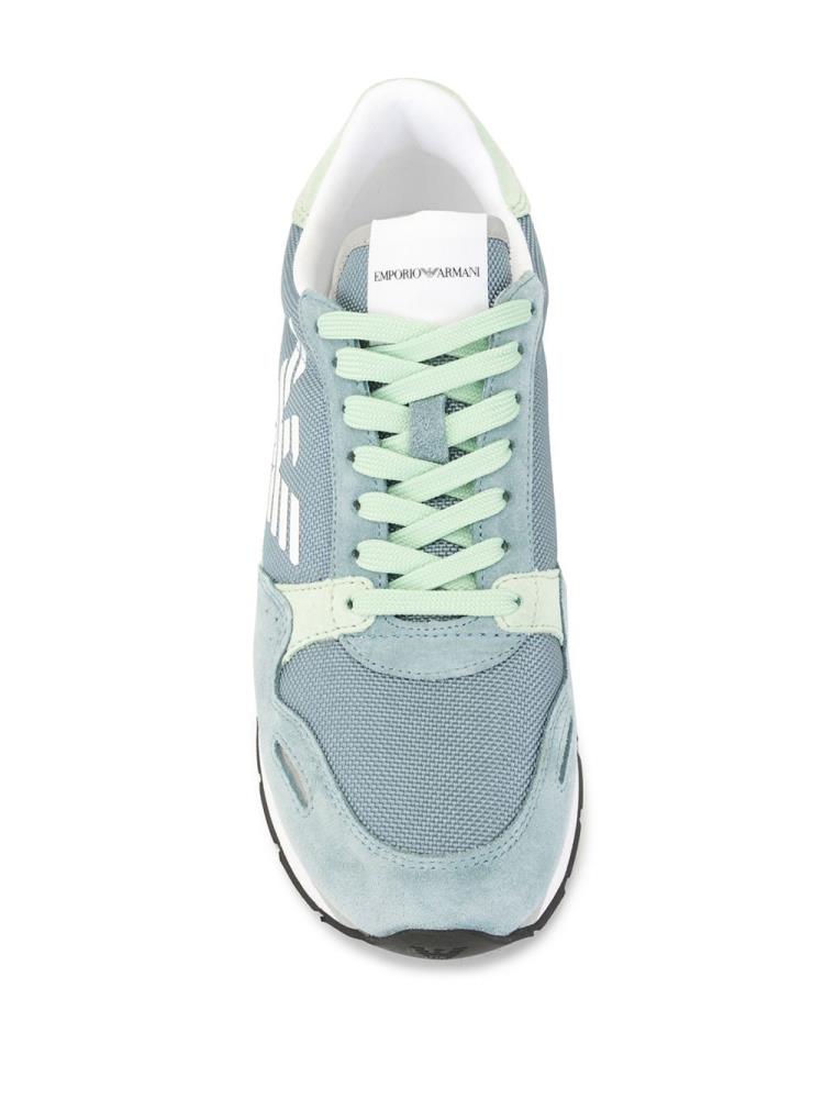 Blue / Green Women's Armani Emporio Low Top Logo Sneakers | DZ5POSZ