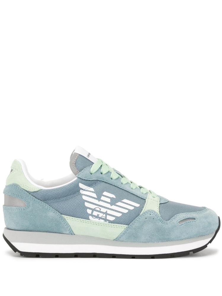 Blue / Green Women\'s Armani Emporio Low Top Logo Sneakers | DZ5POSZ