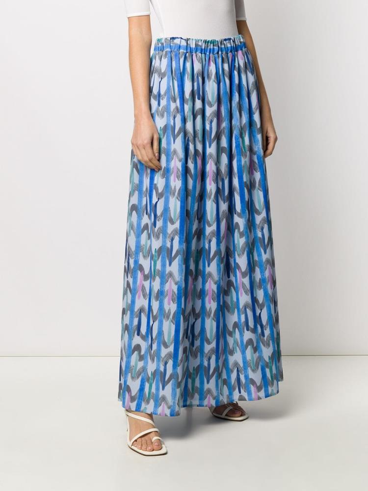 Blue / Grey Women's Armani Emporio Geometric Print Maxi Skirts | IUZ7VLP