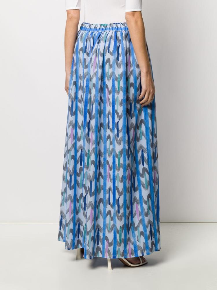 Blue / Grey Women's Armani Emporio Geometric Print Maxi Skirts | IUZ7VLP