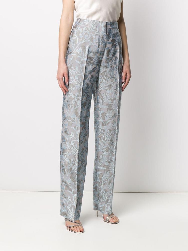 Blue / Grey Women's Giorgio Armani Brocade Pants | R5NA1NY