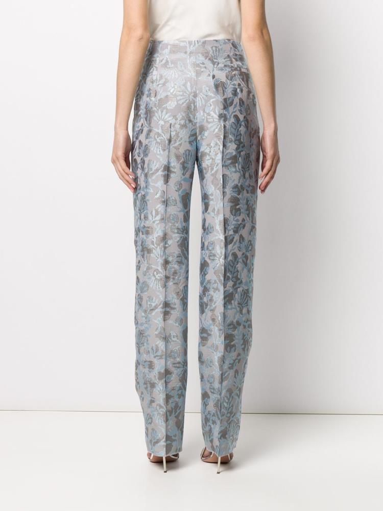 Blue / Grey Women's Giorgio Armani Brocade Pants | R5NA1NY