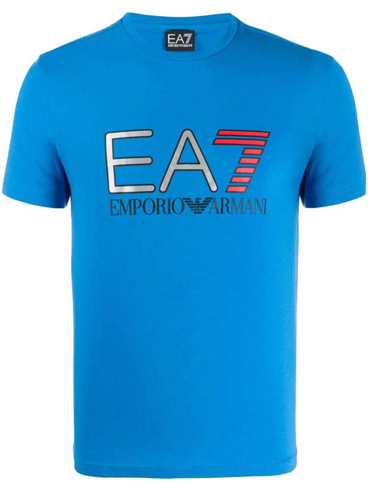 Blue Men\'s Ea7 Emporio Armani Crew Neck Logo Printed T Shirts | VDIUD9W