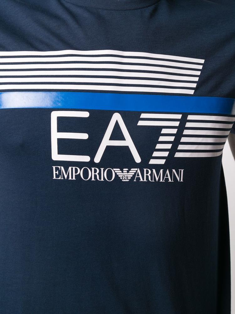 Blue Men's Ea7 Emporio Armani Logo Print T Shirts | 55L9HI8