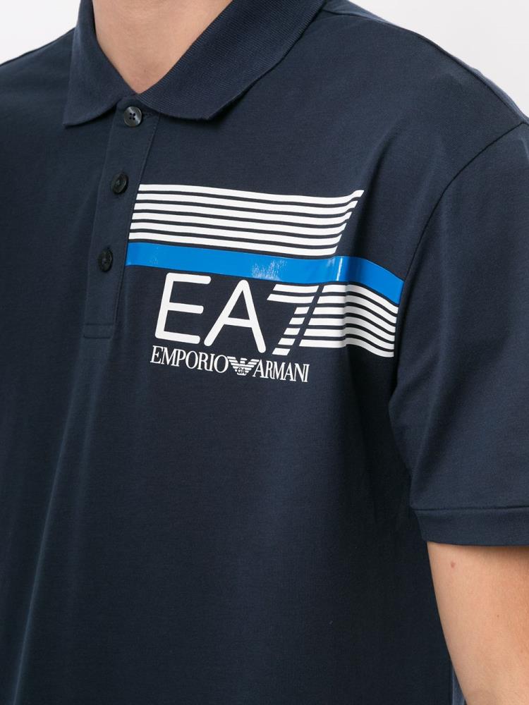 Blue Men's Ea7 Emporio Armani Logo Polo Shirts | XMQTNRP