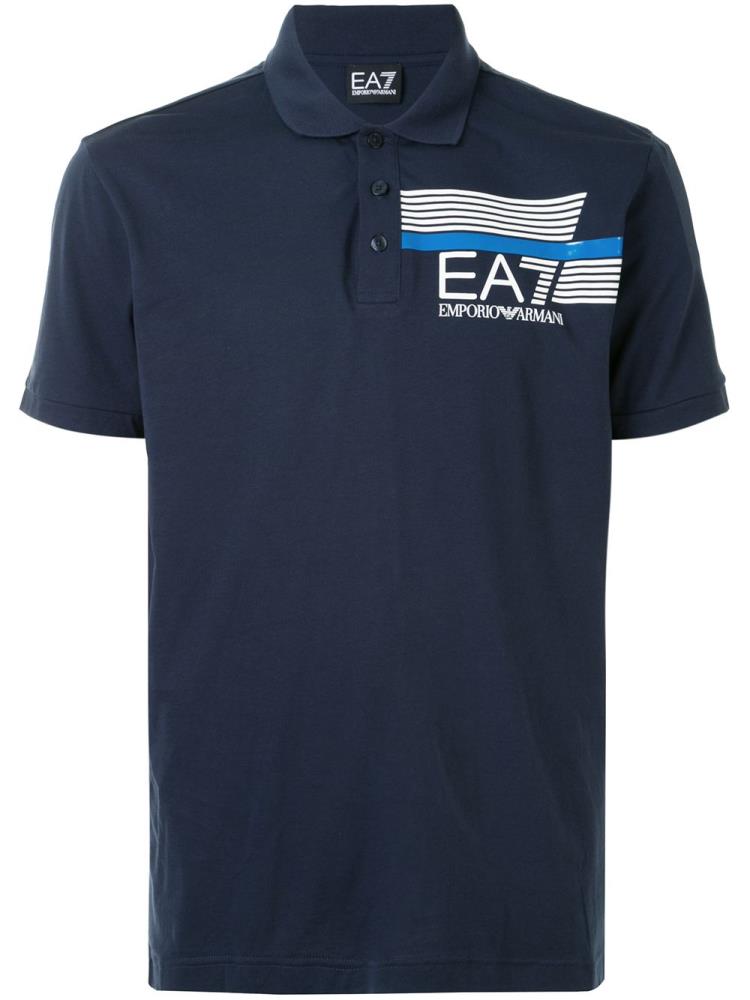 Blue Men\'s Ea7 Emporio Armani Logo Polo Shirts | XMQTNRP