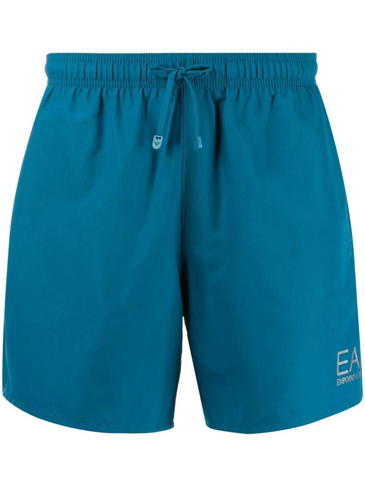 Blue Men\'s Ea7 Emporio Armani Metallic Logo Print Swim Shorts | 52EVKU3