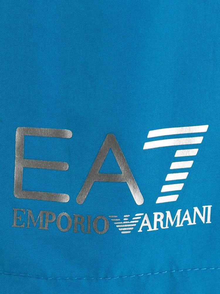 Blue Men's Ea7 Emporio Armani Metallic Logo Print Swim Shorts | FFX8S5Y