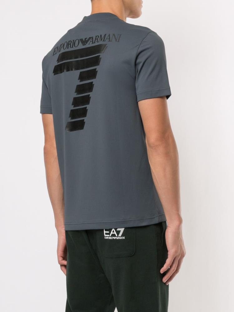 Blue Men's Ea7 Emporio Armani Printed '7' Logo T Shirts | 9UU8R5S