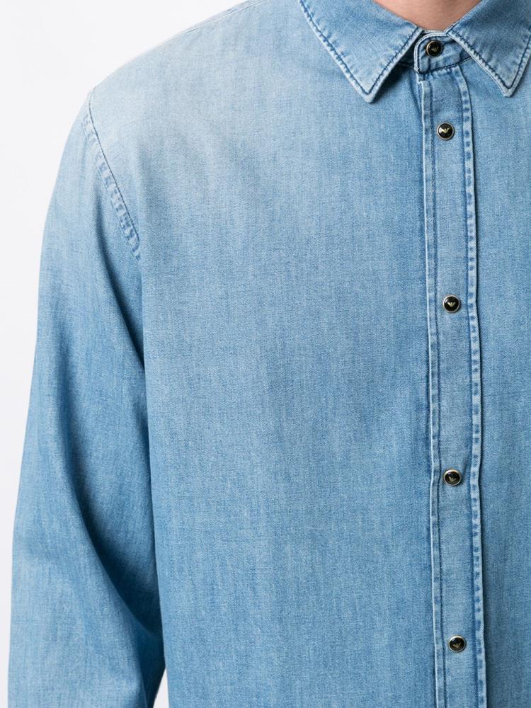 Blue Men's Armani Emporio Basic Denim Shirts | J0RX28Y