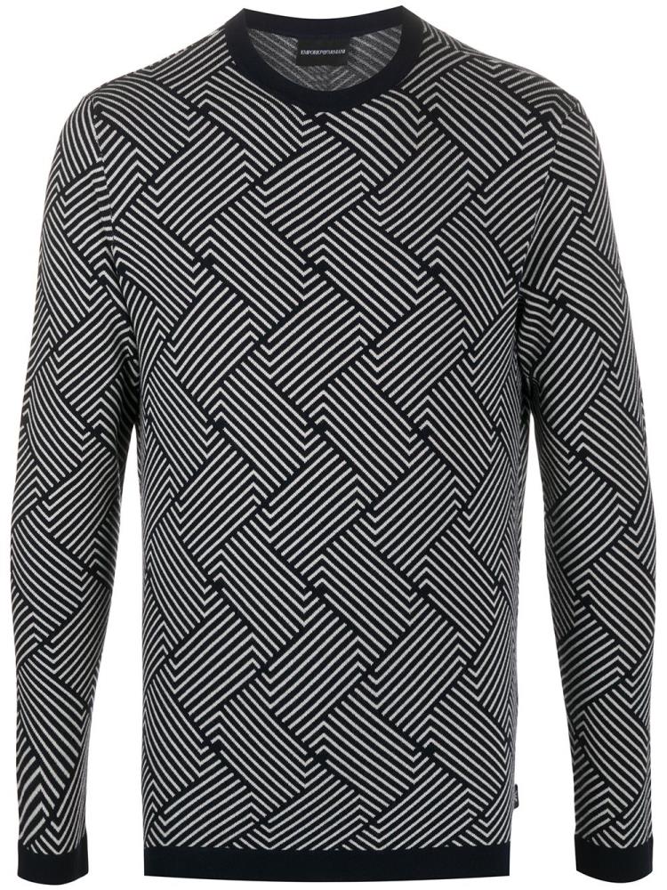 Blue Men\'s Armani Emporio Contrast Striped Jumpers | X26WYNN