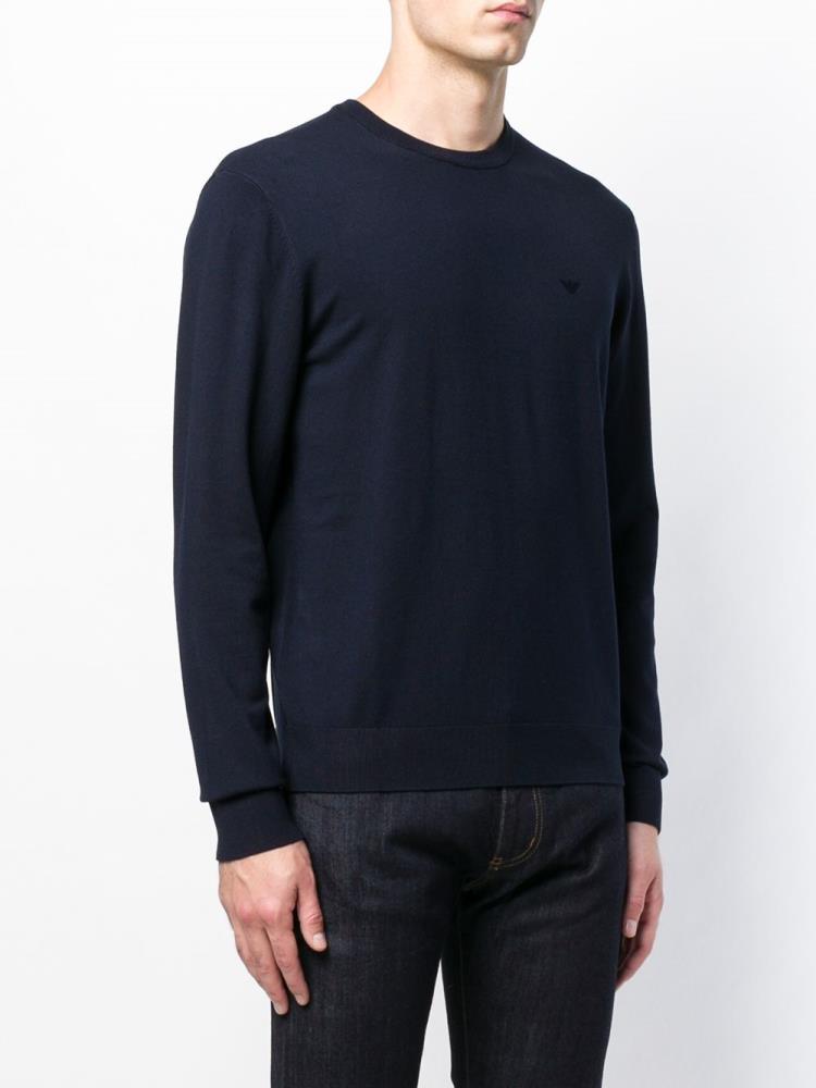 Blue Men's Armani Emporio Crew Neck Sweatshirts | T14UVB3