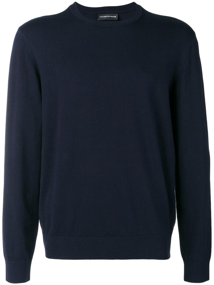 Blue Men\'s Armani Emporio Crew Neck Sweatshirts | T14UVB3