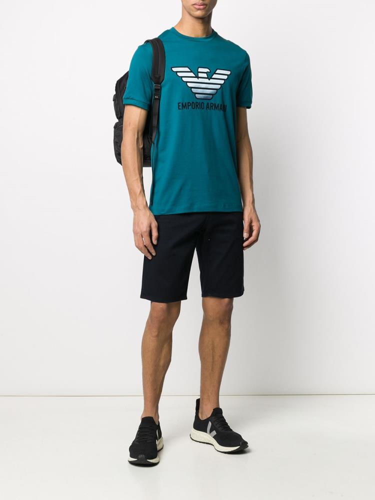 Blue Men's Armani Emporio Eagle Logo T Shirts | C2PX9OQ