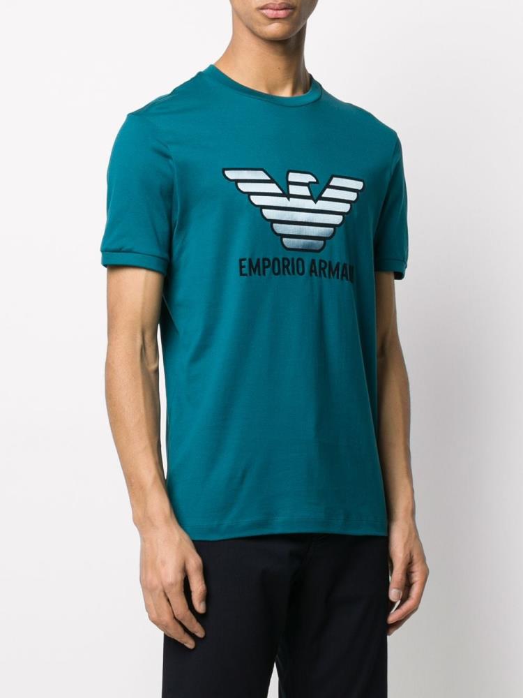 Blue Men's Armani Emporio Eagle Logo T Shirts | C2PX9OQ